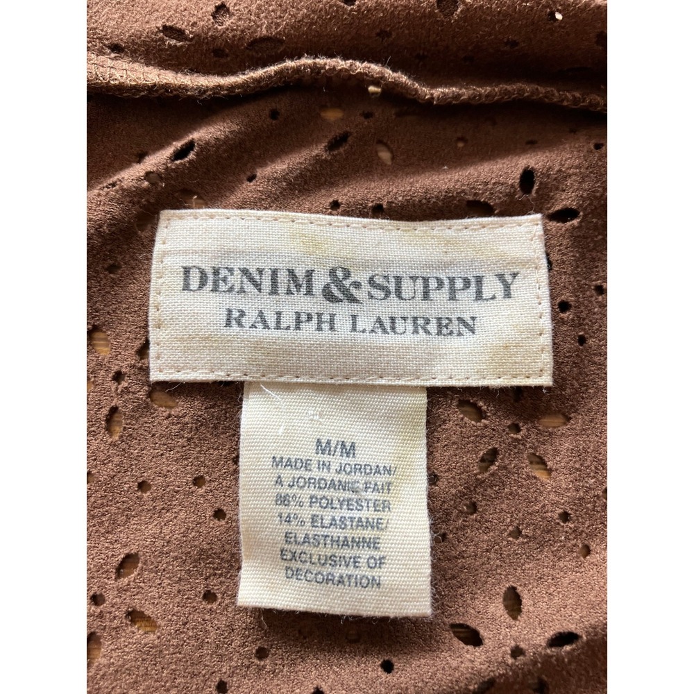 Ralph Lauren Denim & Supply Faux Suede Floral Eyelet‎ Boho Western Blouse Medium - Picture 5 of 7